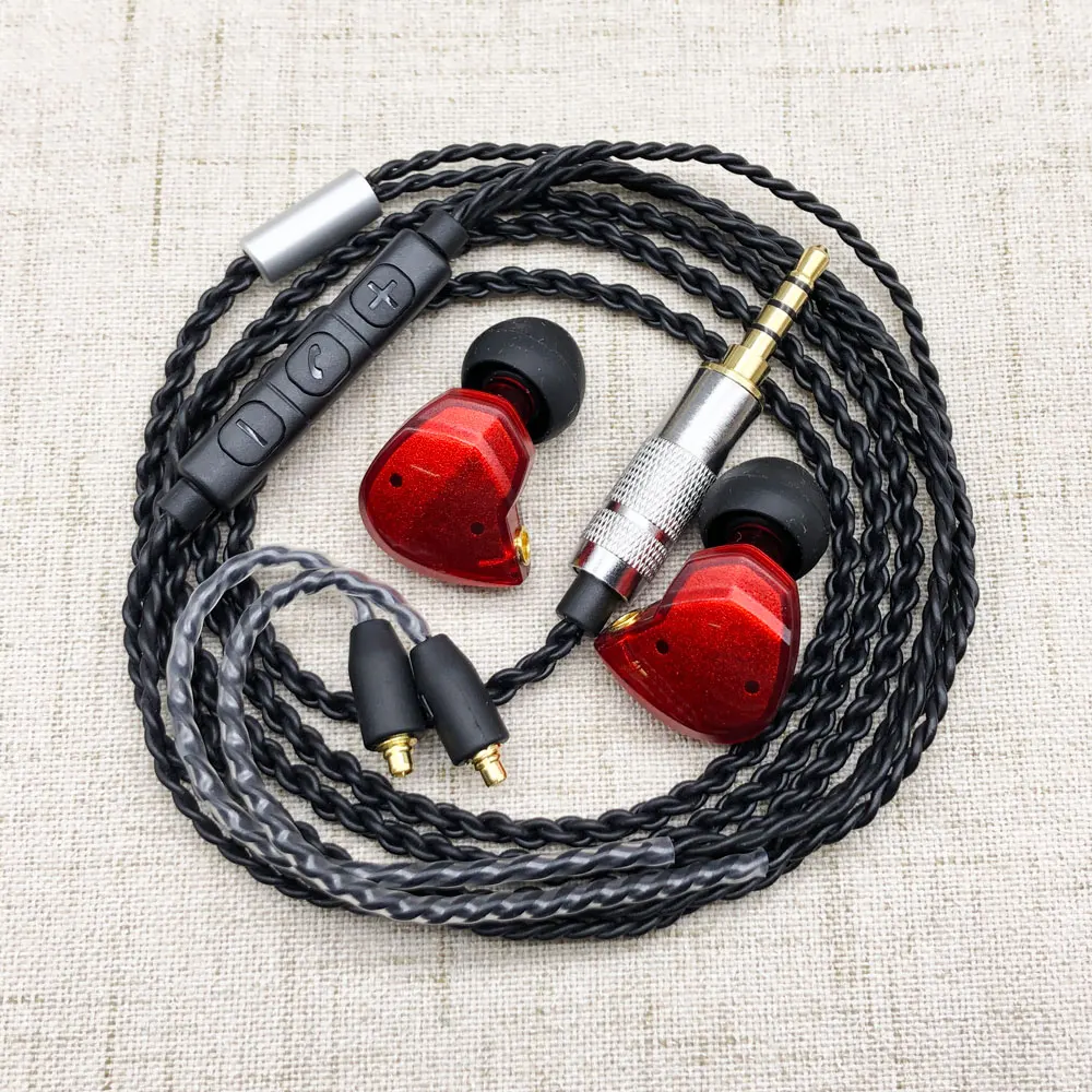 Red with mic cable Tiandirenhe TD2 Гибридный наушник 1ba+ 1DD Ноулз 27305 BA привод HIFI наушник с MMCX обновленный кабель для Shure SE215 гарнитура - Цвет: Red with mic cable