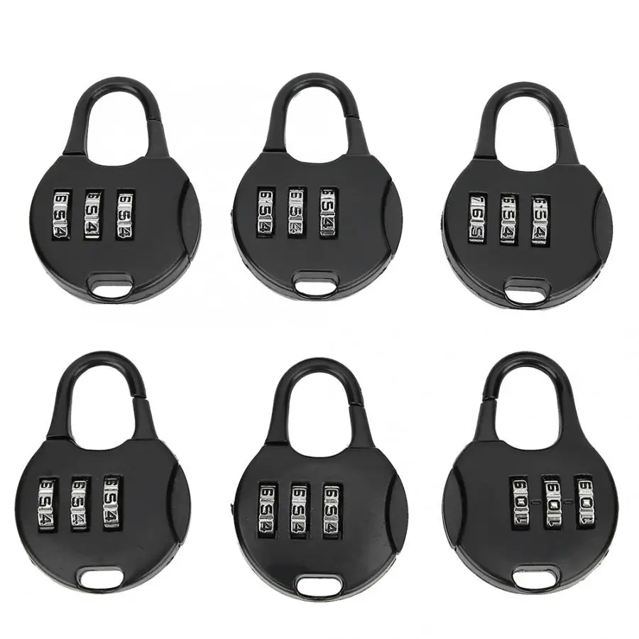 6pcs 3 Digit Password Padlock Anti Theft Lock Digit Dial Rotate