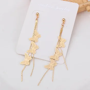 ES1428 Vintage Fashion Long Tassel Dangle Earrings Elegant Hanging Butterfly Drop Earrings For Women Charming Jewelry Gifts