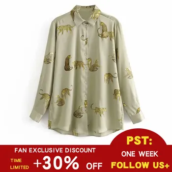 

Leopard Stylish Shirt Women Turn Down Collar Office Fashion Female Blouse Long Sleeve Plus Size Lady Tops Blusa Feminina