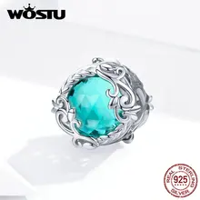 WOSTU, настоящее 925 пробы, Серебряный цветок, лэмпворк, бусины, круглый кристалл, подвески, подвеска, подходит для оригинального браслета, изготовление ювелирных изделий FNC105