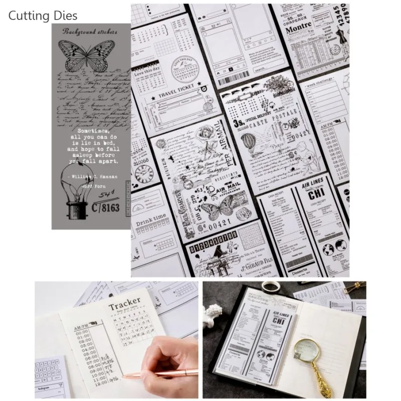 20Pcs/lot Vintage A6 Size Memory Vellum Paper Self-adhesive Background Stickers For Diy Scrapbooking Card Making Happy Planner