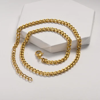 

Baoyan Vintage Stainless Steel Choker Necklace 18K Gold Chain Necklace Jewelry Titanium Long Sweater Chain Necklaces For Women