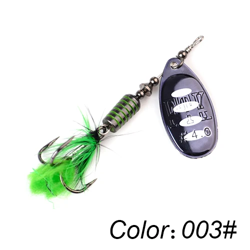 FTK 1pc Spinner Bait 7.5g 12g 17.5g Hard Spoon Bass Lures Metal Fishing Lure With Feather Treble Hooks For Pike Fishing 003