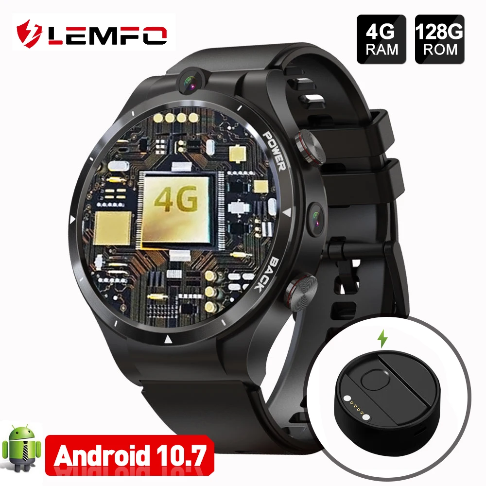 Мужские умные часы LEMFO LEM15 4G 128 ГБ ROM 900 мАч внешний аккумулятор 2021 дюйма двойная