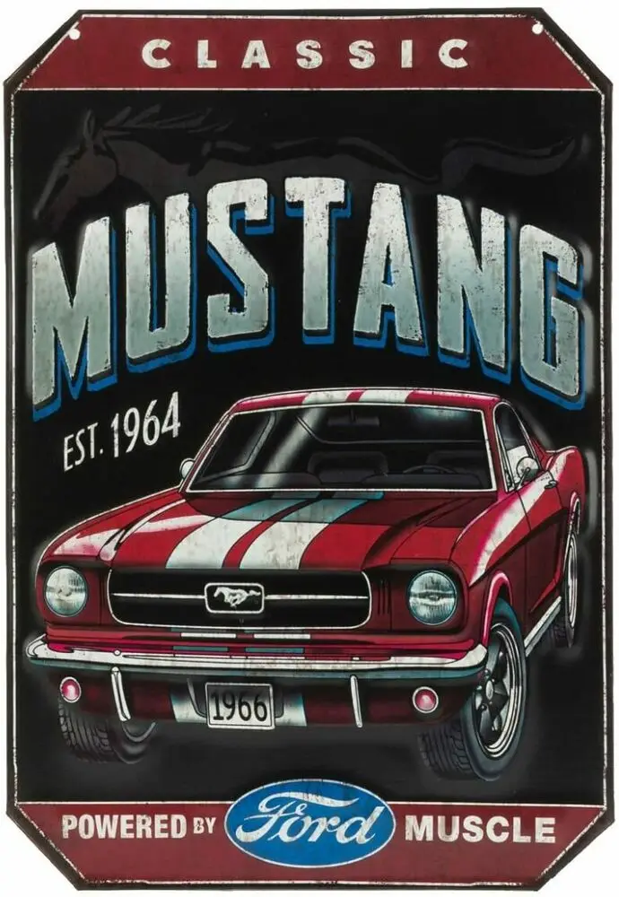 Ford Classic Mustang Est. 1964 винтажный тисненый металлический настенный знак 9 дюймов W X 13 |