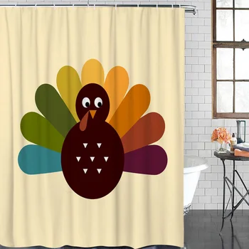 

Cartoon Bath Curtain Turkey Yellow Brown Eyes Animal Shower Curtain Waterproof Polyester Fabric Bathroom Decor