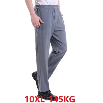 

summer 8XL 9XL 10XL men casual simple pants plus size big 7XL man pants Stretch khaki pants Straight home thin Trousers loose 50