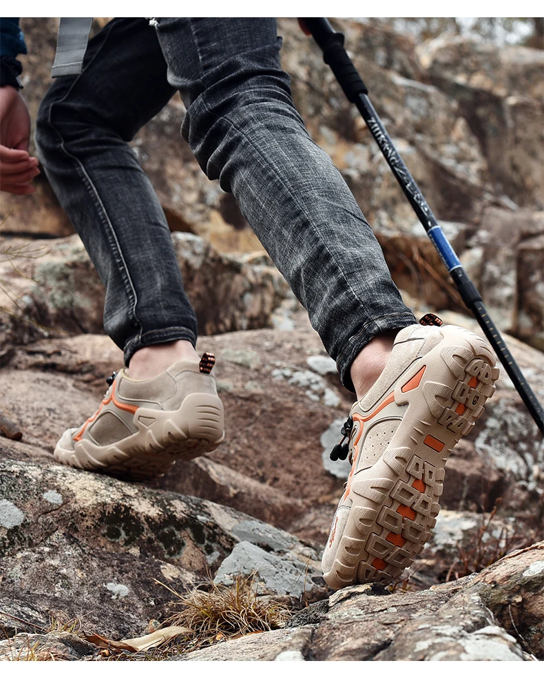 Золотая саплинговая Уличная обувь для мужчин для походов, Кожаные Мягкие резиновые мужские кроссовки для альпинизма, кемпинга, тактическая обувь в стиле милитари