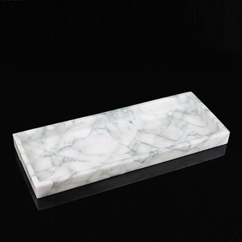

Marble Pattern Storage Tray Resin Jewelry Display Plate Creative Dessert Snack Cake Plate Restaurant Serving Tray Cyan-Blue