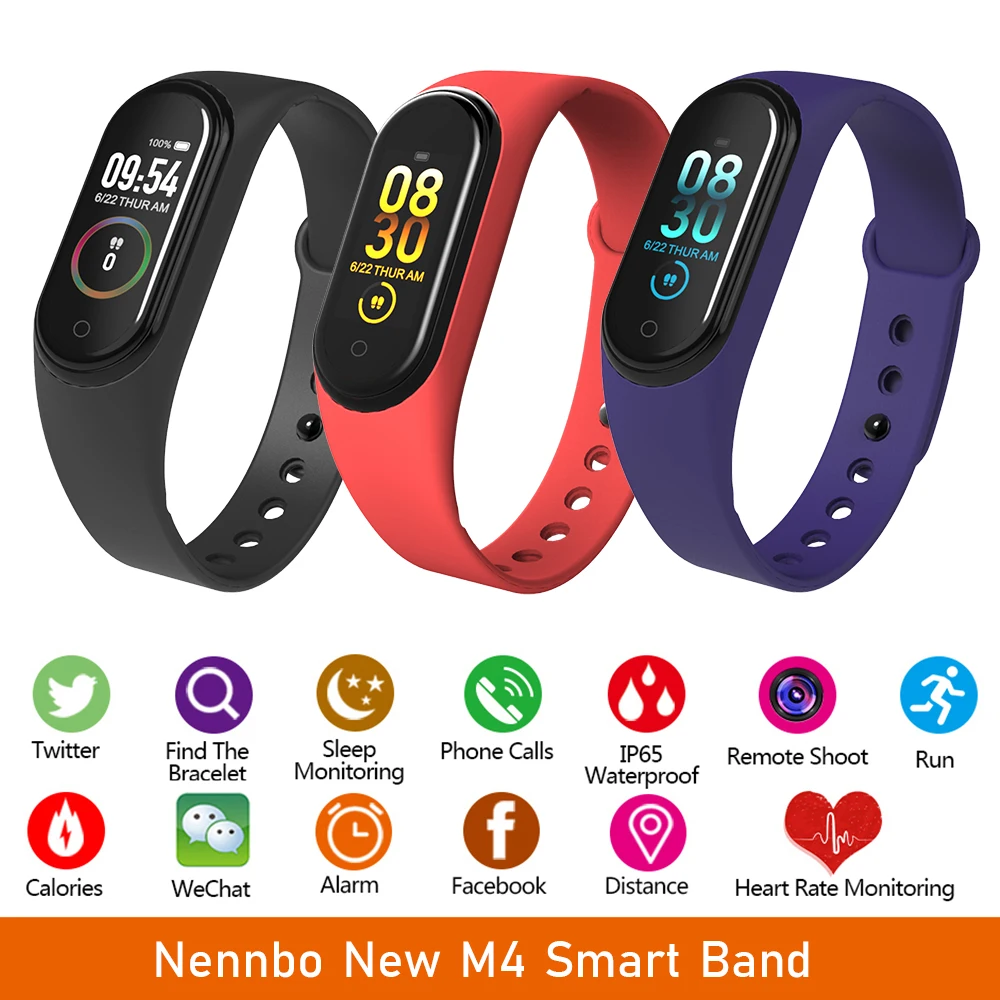 

M4 Smart Band Waterproof Fitness Tracker Sports Smart Bracelet Blood Pressure Heart Rate Monitor PK Mi Band 4