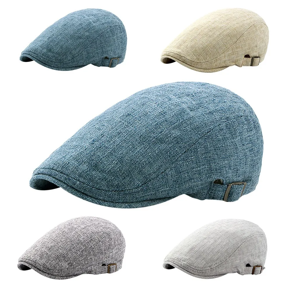 

2019 Autumn Winter Men Cap Hats Berets British Western Style Wool Advanced Flat Ivy Cap Classic Vintage Striped Beret Cap FC