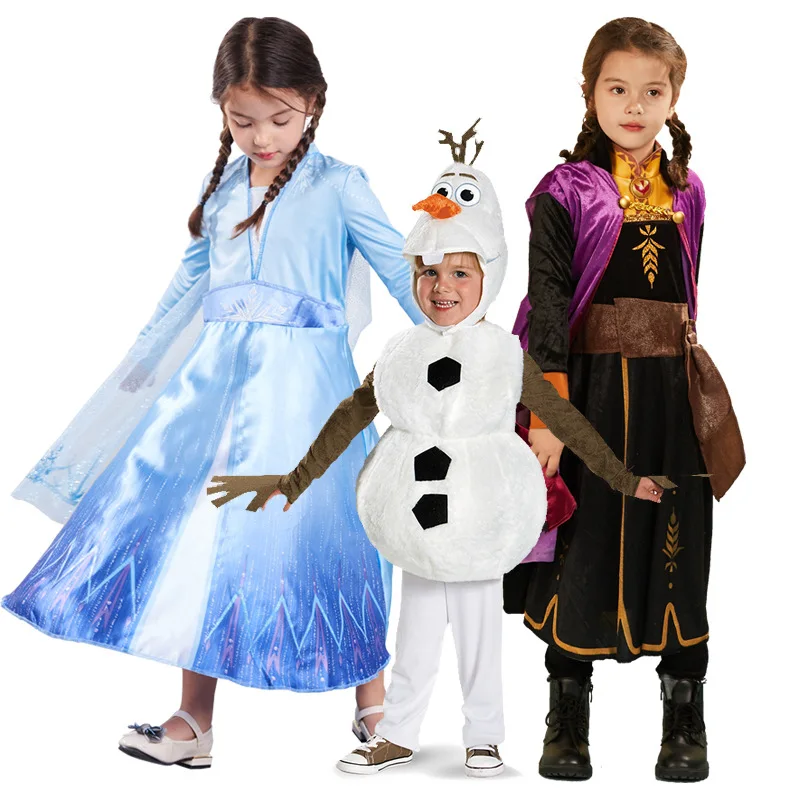 New Disfraz Froz II Princess Elsa Anna Costume Kids Dresses for Girls Unicorn Party Dress Vestidos De Beautiful Hair | Детская одежда и