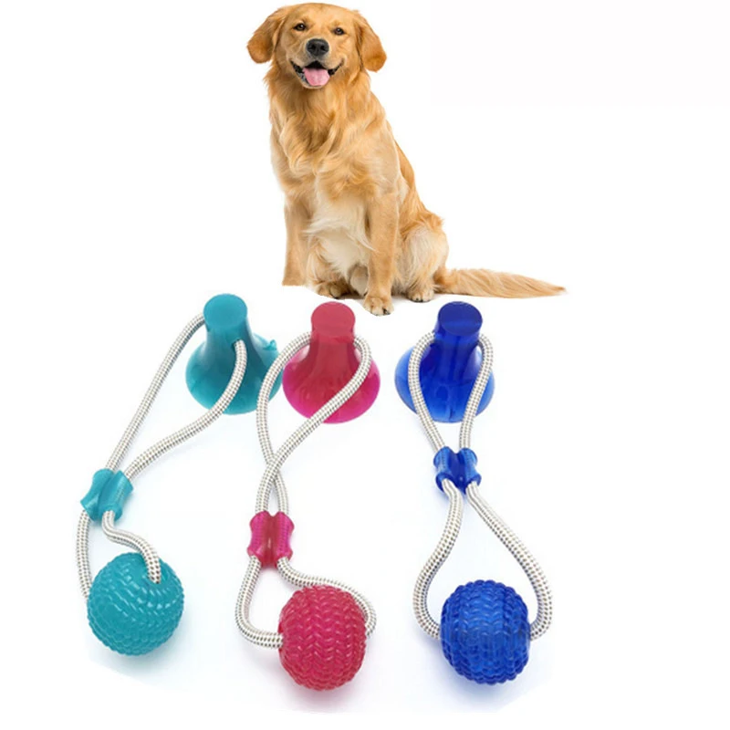 Pet Dog puppy Toys Multifunction Pet Molar Rubber Chew Ball Cleaning Teeth Safe Elasticity Soft Puppy Suction Cup Dog Biting Toy