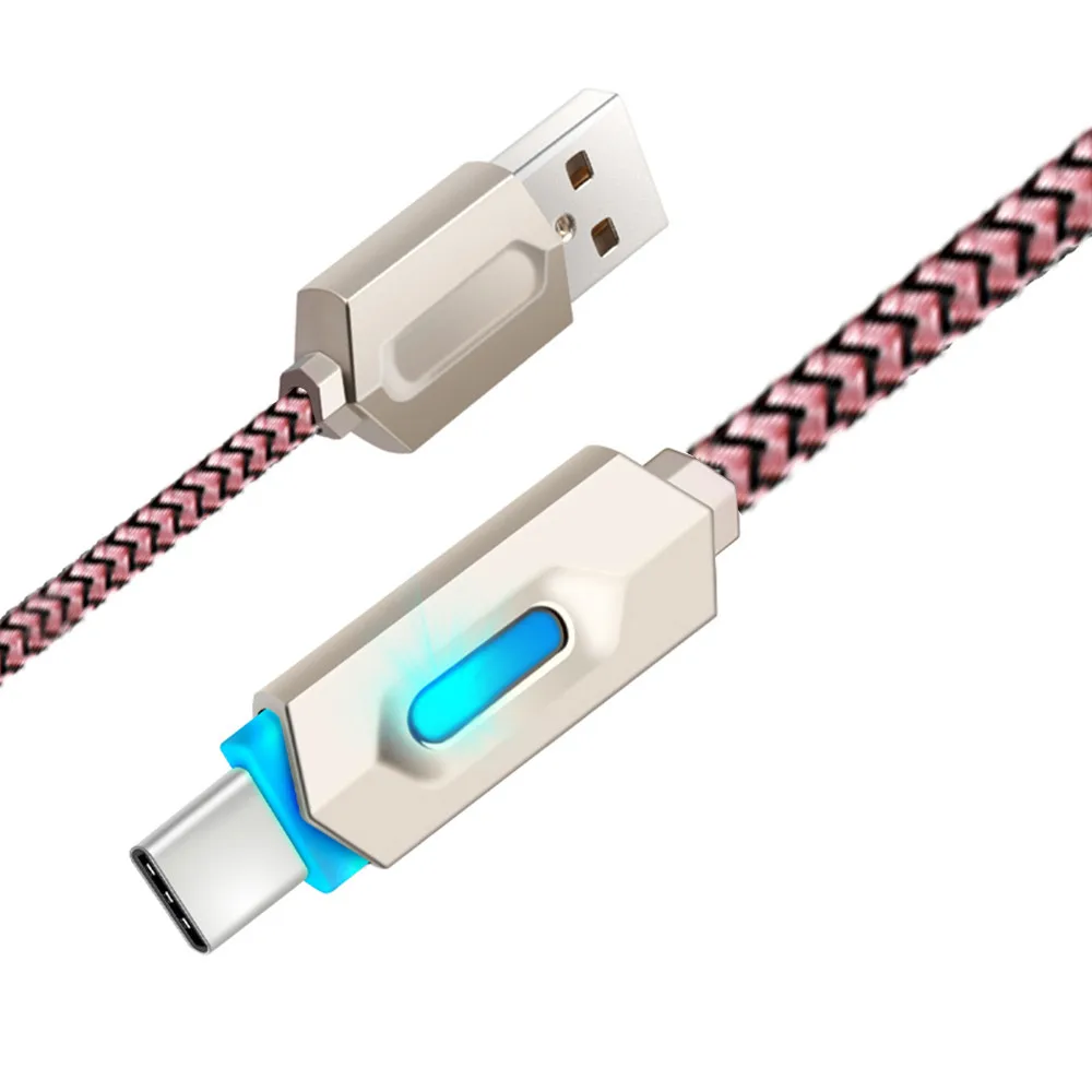 B Nylon Braided Lights LED Micro USB Charging Cable For Andriod Phone fast charge adapter Type-C Charger Cable For DJI OSMO Pocket - Цвет: B