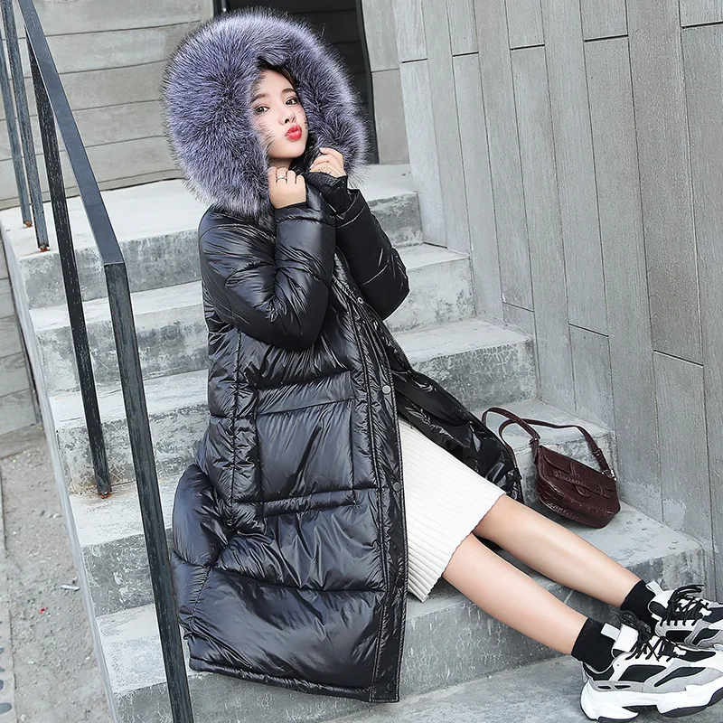 

2019 Autumn And Winter New Style down Jacket Cotton-padded Clothes Women's Mid-length Korean-style Luxury Large Fur Collar Cotto