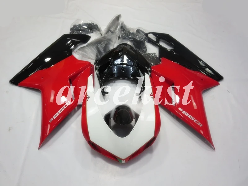 Инъекций ABS Полный обтекатели комплект подходит для поездок на мотоцикле Ducati 1098s 848 evo 1198 2007 2008 2009 2010 2011 2012 тела комплект в красном, черном и белом цвете