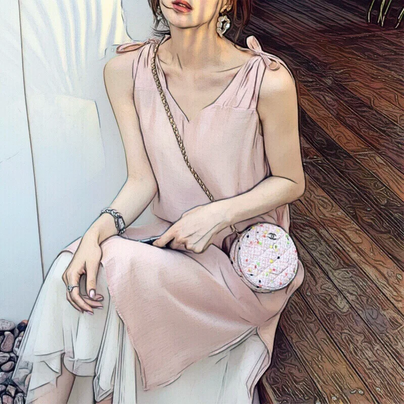 Анна поставляется с Xian Qi длинные юбки трехслойное Тюлевое Сетчатое платье-ремень бант платье без рукавов F4346