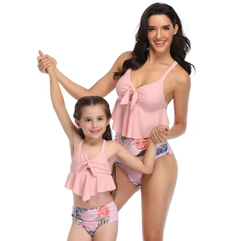 

Mommy and Me Swimwear Bikini Mother and Daughter Swimsuits Family Matching Clothes Look Mom and Girls Beachwear Dress