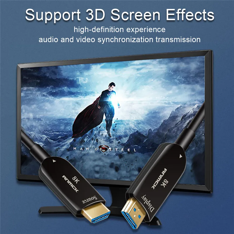 Anmck волоконно-оптический кабель HDMI 2,1 2,0 Ultra HD Поддержка 8K 120Hz 4K 60Hz 48Gbps с Аудио& Ethernet HDMI шнур 5M 10M 15M 20M