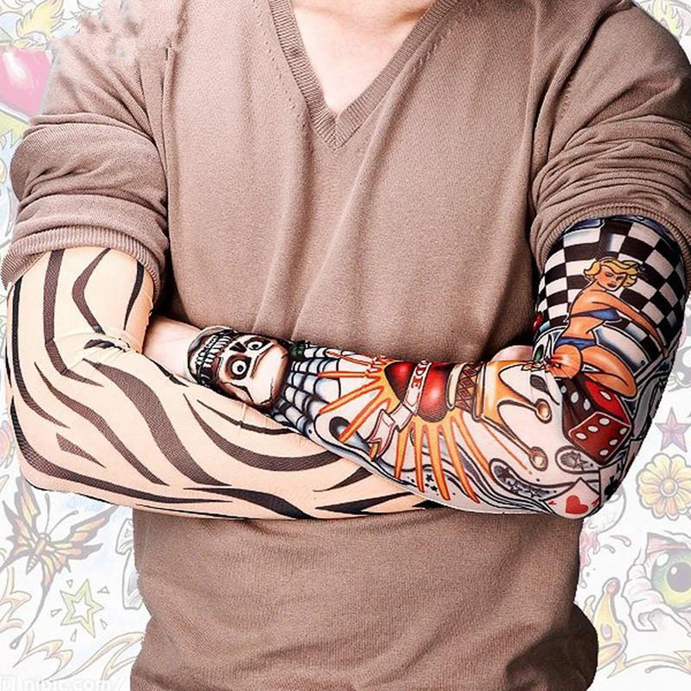 

1PC Cycling Sports Tattoo Sleeves UV Cool Arm Sleeves Cycling Running Arm Warmer Sport Elastic Oversleeve Arm Warmers