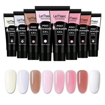 

LEMOOC 15ml Poly UV Gel Nail Acrylic Poly UV Gel Pink Clear Crystal Builder Gel UV LED Polish Slip Solution Quick Extension Tool
