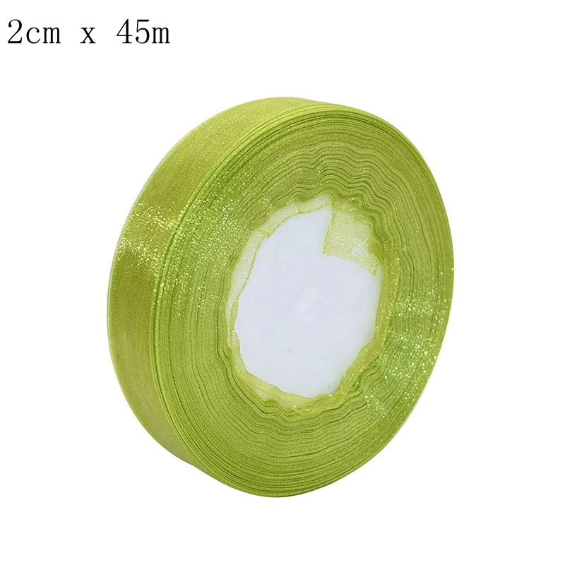 S07 Width 2cm 4 см/2 см x 45 м сплошной цвет органза тюль ленты рулон упаковки подарков DIY лента из органзы Вечерние рождественские ленты украшения - Color: S07 Width 2cm