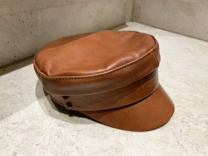 Модная шапка из овчины Newsboy, Женская Осенняя зимняя винтажная Кожаная шапка из натуральной овчины высокого качества - Цвет: Brown