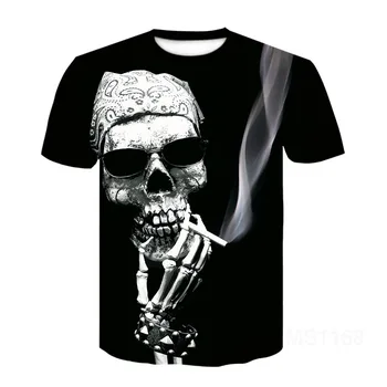 

Ghost Skull calling Jerseyman music 3D guitar short sleeve metal shirt print dark Gothic animation clothing cool top