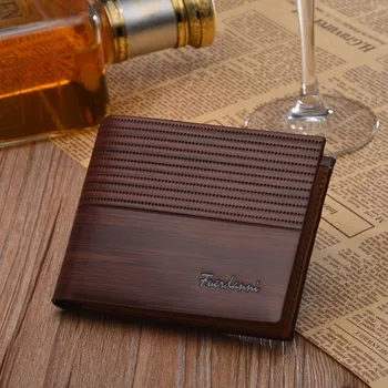 

Men's Solid Color Leather Wallet Fine Vintage Embossing Scrub Foldable Short Wallets