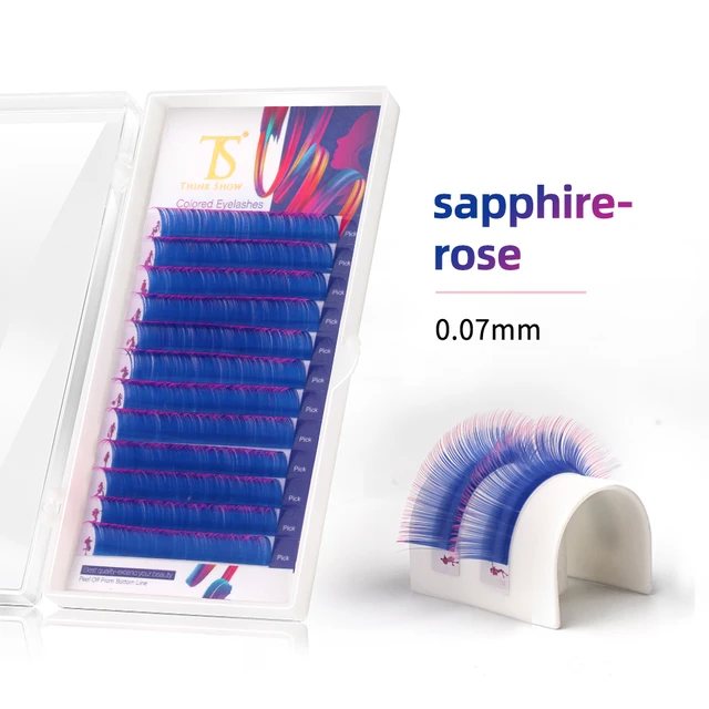 NEWCOME 12 Lines Ombre Multi Colorful Eyelash Extension Soft Natural Beauty Silk Eye Lashes False Mink Makeup Graft Cilios sapphire rose