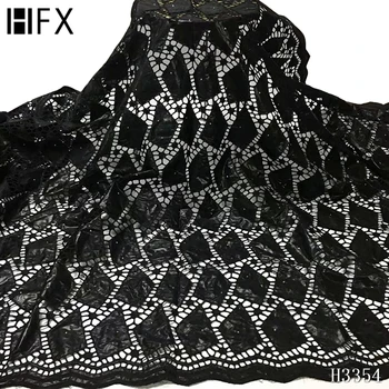 

HFX Black African Lace Fabric Bazin Riche Fabric 2020 nouveau Nigeria Lace Fabric High Quality Basin Riche with Stones F3354