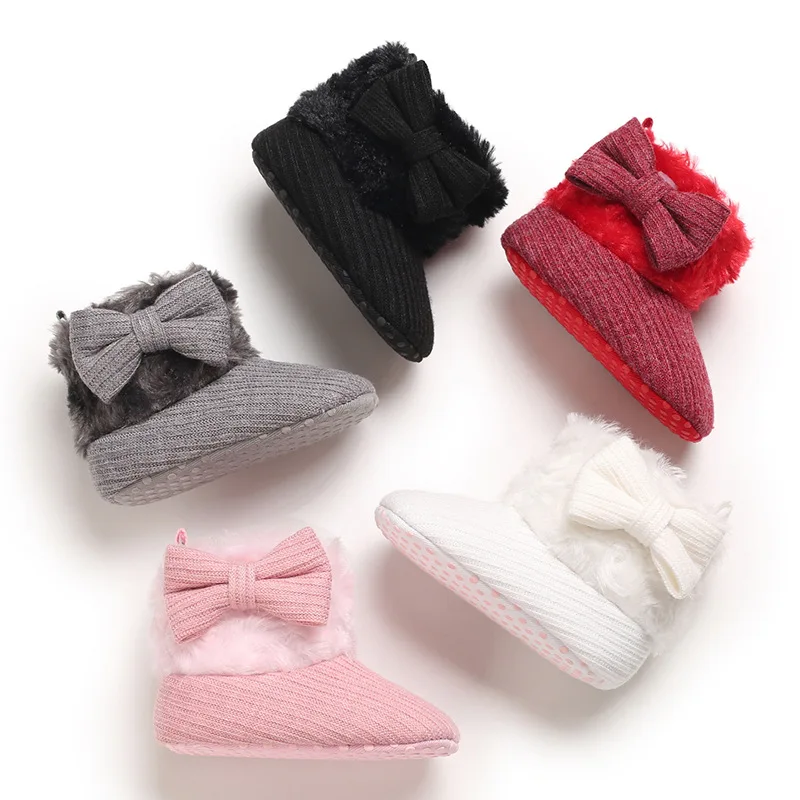 

Baby Kid Girls Knitted Cute Boots 5 Colors Toddlers Soft Sole Short Warm Soft Snow Boys Girls Boots Shoes 0-18 Months