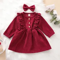 Mädchen Cord Kleid Langarm für Herbst & Winter – Bild 2