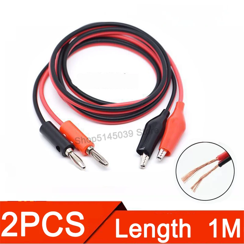

2 Pcs 1M Alligator Cilp to AV Banana Plug for Multimeter Measure Tool Test Cable Lead Connector Dual Tester Probe Crocodile Clip