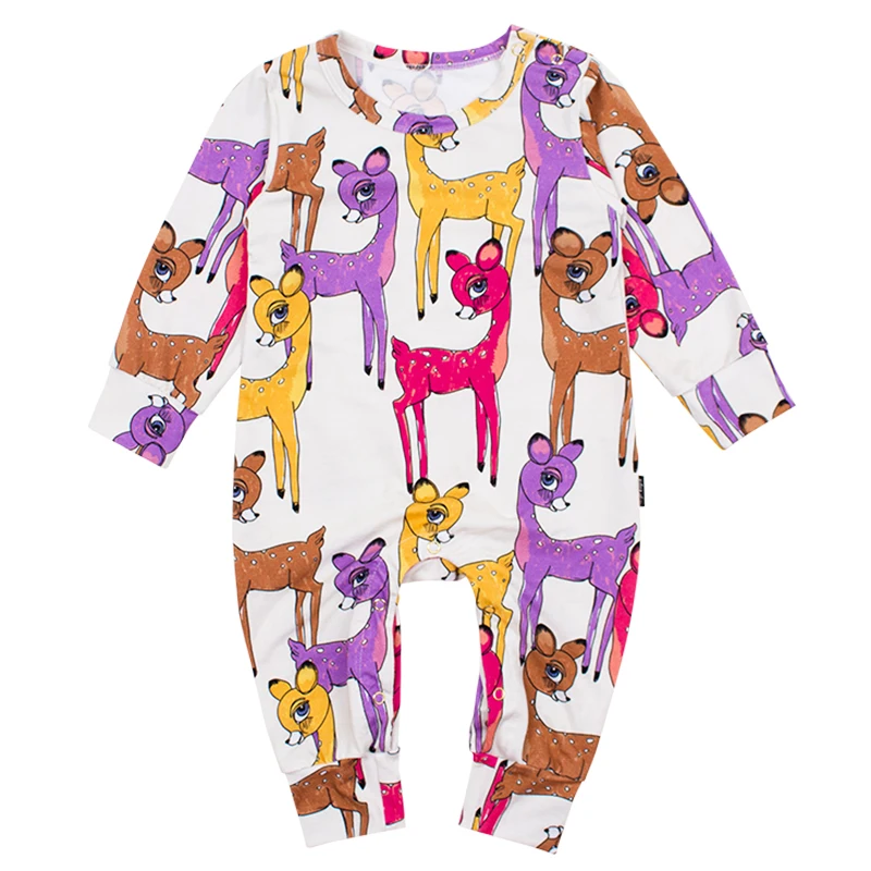 Deer TinyPeople Baby Rompers Cotton Spring Newborn Boys onesie Girls Clothes Infant Baby Clothing Long Sleeve Jumpsuits free shipping - Color: Deer