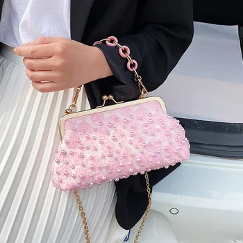 

Pearl Women Handbag Female Luxury Designer Shoulder Bag High Quality Leather Chain Crossbody Bags Fashion Tote Clutch Purse