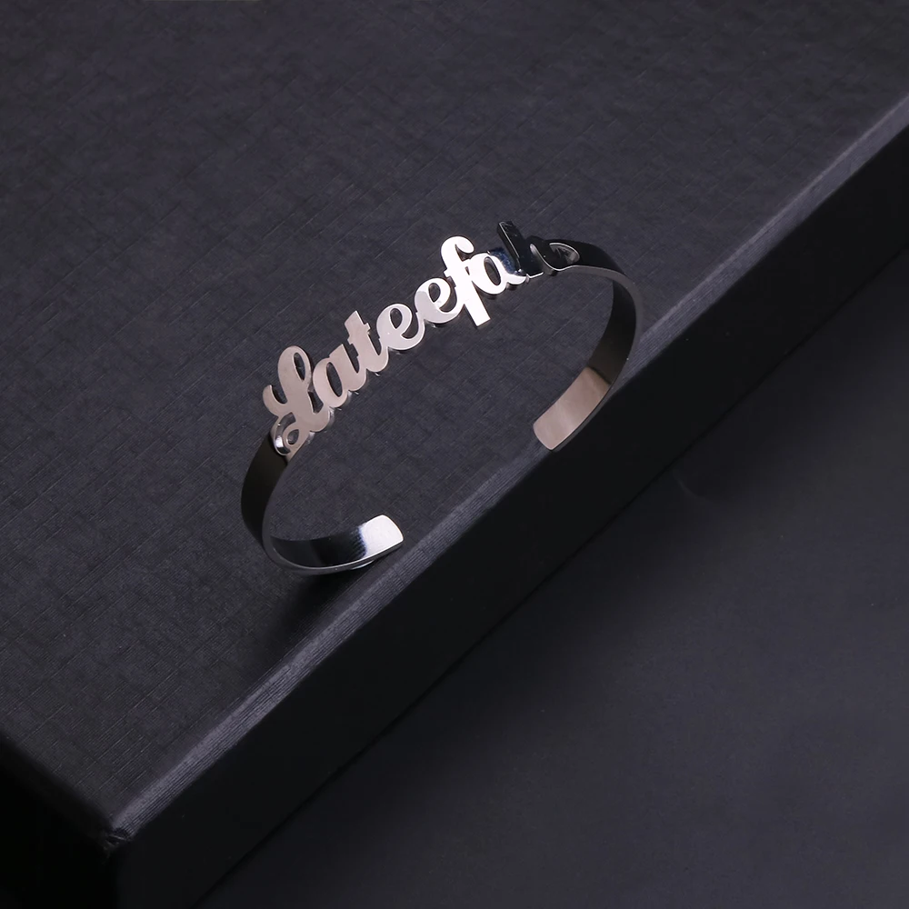 Lateefah Personalized Men Women Bracelet with Open Design Custom Name Bracelet Women Bangles Personalized Fashionable Gifts