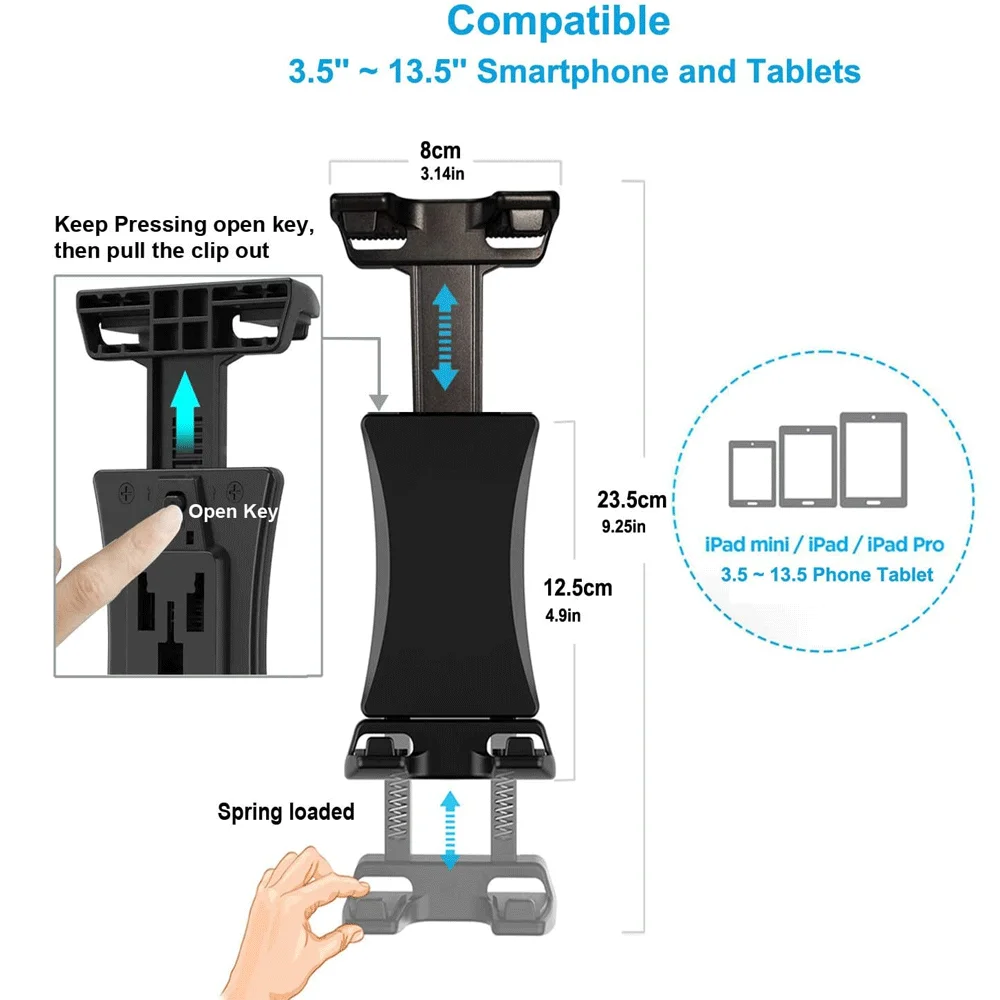 Mount Bracket Gym Treadmill Bike Handlebar Clip Stand Sports Adjustable Tablet Holder Universal 4-13 inch for iPad 9.7 10.5 2018 — view 5