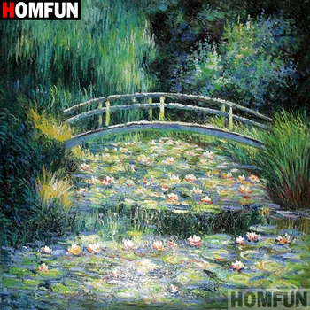 

HOMFUN Diamond Painting Cross Stitch "Bridge scenery" 5D DIY Diamond Embroidery Full Square/round Rhinestone Of Picture A27401