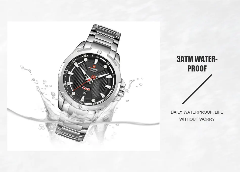 Мужские часы NAVIFORCE Топ люксовый бренд Модные Серебристые Черные Нержавеющая сталь мужские s военные спортивные водонепроницаемые кварцевые наручные часы