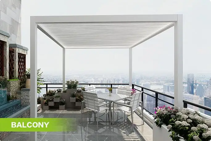 Modern Motorised Outdoor Gazebo Aluminium Louvre Roof Bioclimatic Pergola For Sunshade