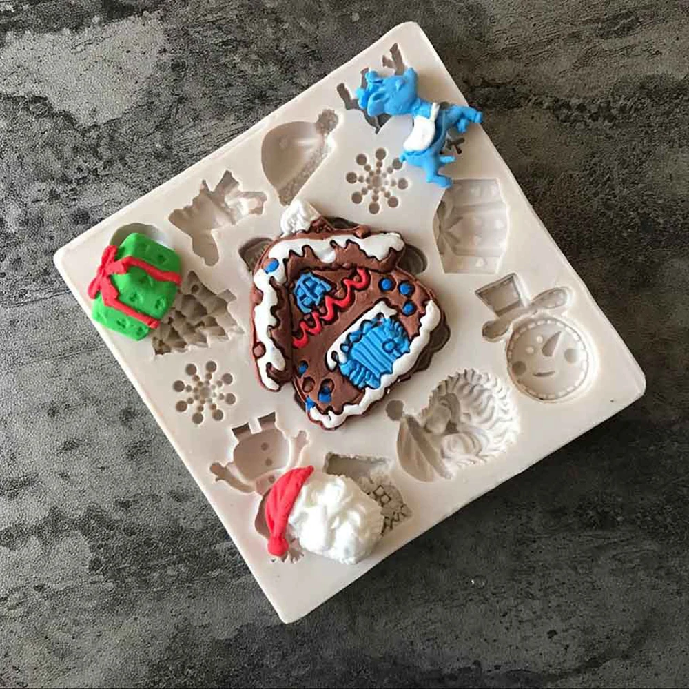 Силиконовая 3D Рождественская кабина Снеговик печенье помадка форма для шоколада Сделай Сам нетоксичные кухонные инструменты для выпечки украшения торта