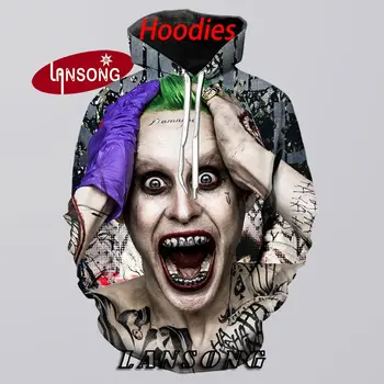 

new men hoodies 3d print suicide squad joker harajuku weashirts/pants jacket men short homme clothes men hip hop streetwears