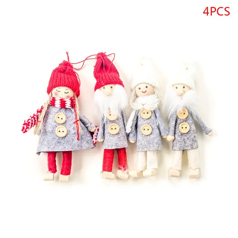 

4pcs/set New Year Noel Christmas Scarf Angel Santa Claus Plush Dolls Hanging Pendant Home Xmas Ornaments Kids Gift