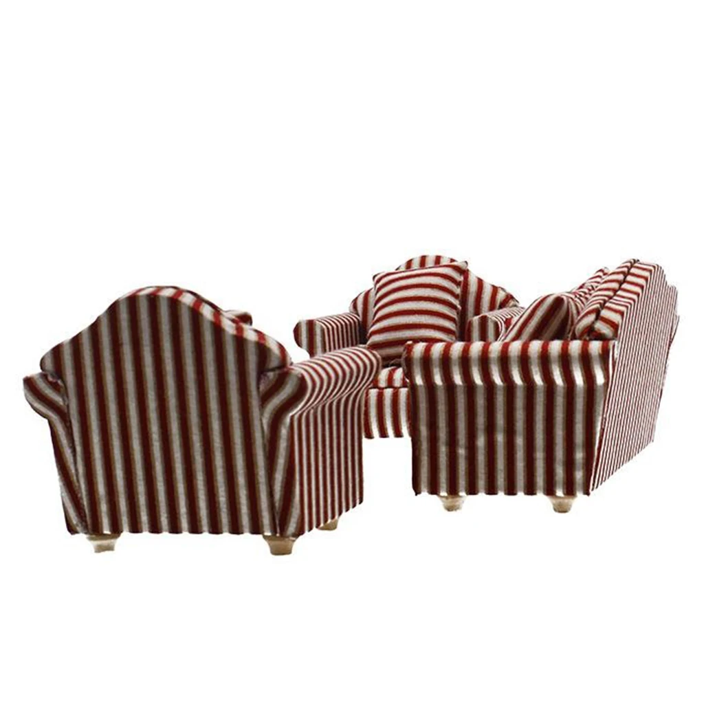 1:12 Scale dollhouse furniture Mini Sofa Love Seat Set Dollhouse Miniatures Furniture Decoration doll house asseccories decor