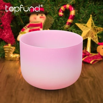 

TOPFUND 432hz 8 INCH F note Pink Color Heart Chakra Quartz Frosted Crystal Singing bowl case included