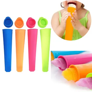 

4/6pcs DIY Food-Grade Silicone Ice Cream Mold with lid Summer Popsicle Maker Lolly Mould Ice Cube Tray