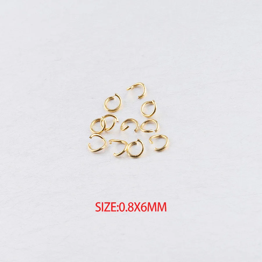 Fnixtar 0.5*3.5mm 0.6*4mm 0.8*4/5/6mm 1*/6/7mm 1.2*7mm PVD Gold Color Stainless Steel Open Jump Ring DIY Finding 100pcs/lot - Цвет: 0.8X6mm pvd gold