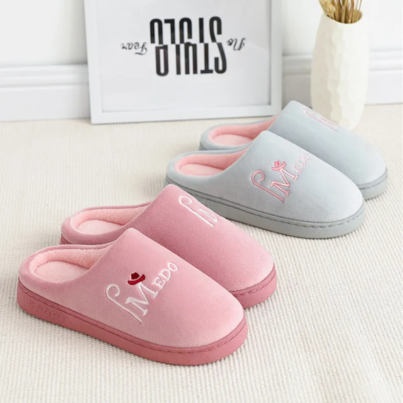 

Cotton Slippers Women's Habitat Home 2019 New Style Winter Warm Cover Heel Indoor Household Couples Autumn And Winter Plush Slip